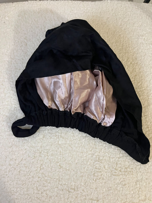 BONNET HIJAB NOIR INTÉRIEUR SOIE